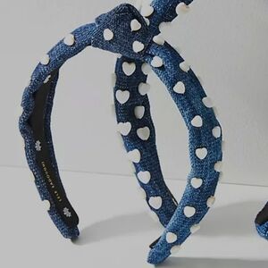 Lele Sadoughi Slim Denim Jean Mother Of Pearl Heart knotted Headband